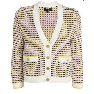 ME+EM Cream and Yellow Striped Cardigan